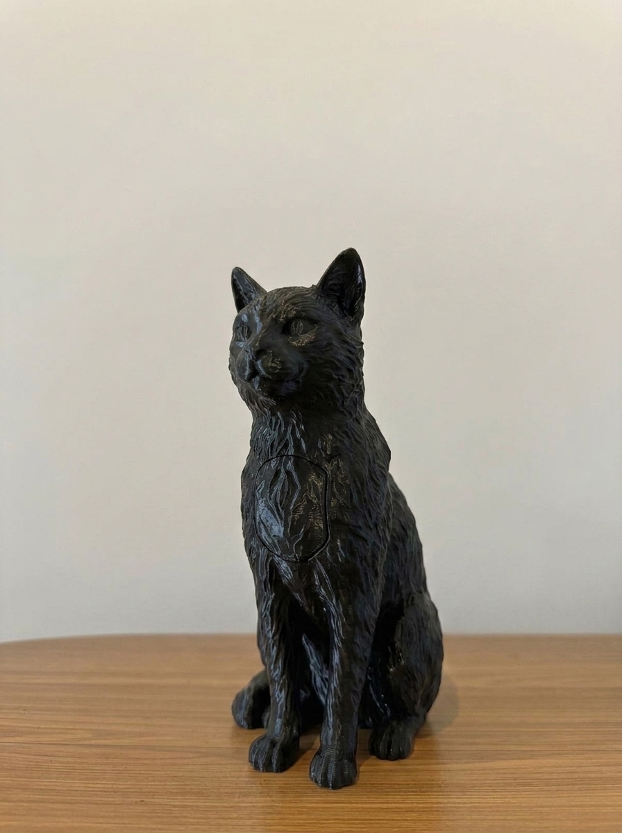 Urna 3D de gato preto personalizada da Anjos